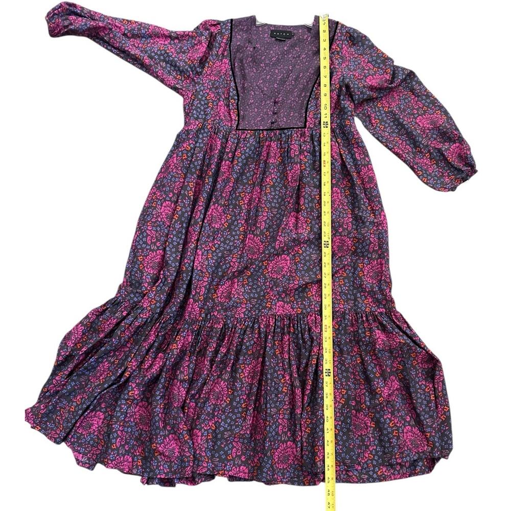 HATCH Maternity Purple Black Long Sleeve Floral The Addison Dress Size 0 - Picture 4 of 8